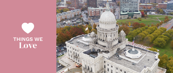 Aerial View Providence Rhode Island state capitol building.