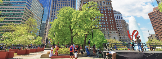 Love Park with Fountain in the City Center of Philadelphia